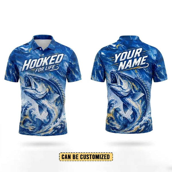 Hooked For Life Personalized Fishing Polo Shirt