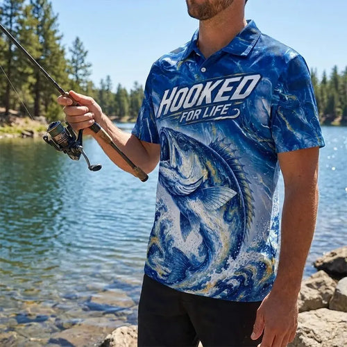 Hooked For Life Personalized Fishing Polo Shirt