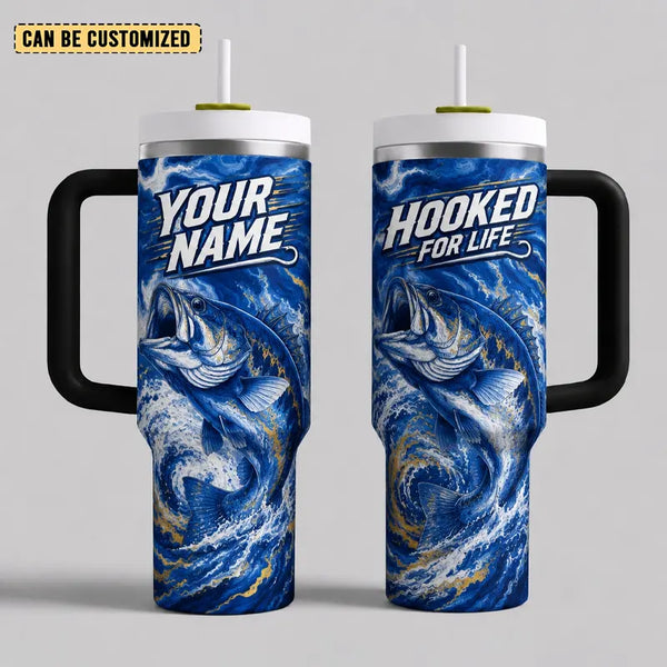 Hooked For Life Personalized Fishing Tumbler