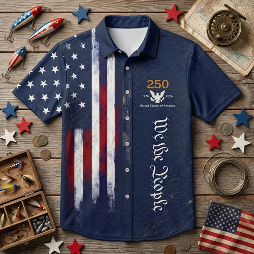 Hooked On Freedom 250th Anniversary Fishing Hawaiian Shirt