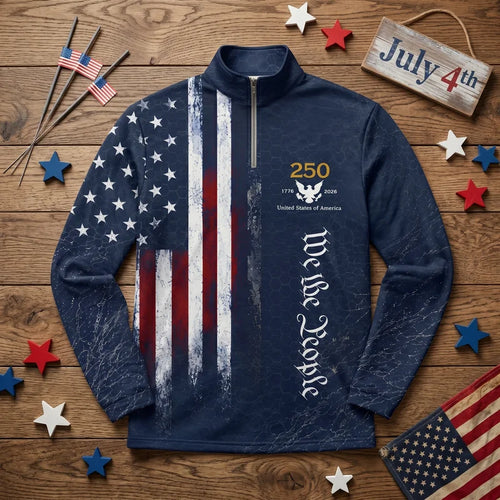 Hooked On Freedom 250th Anniversary Fishing Polo Long Sleeve Shirt