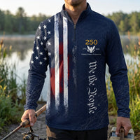Hooked On Freedom 250th Anniversary Fishing Polo Long Sleeve Shirt