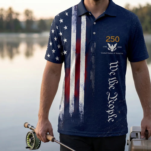 Hooked On Freedom 250th Anniversary Fishing Polo Shirt