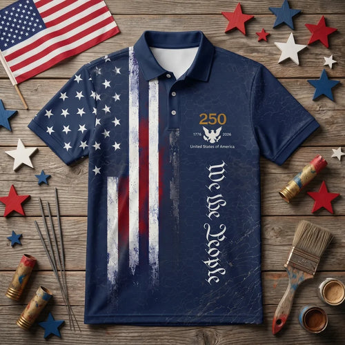 Hooked On Freedom 250th Anniversary Fishing Polo Shirt