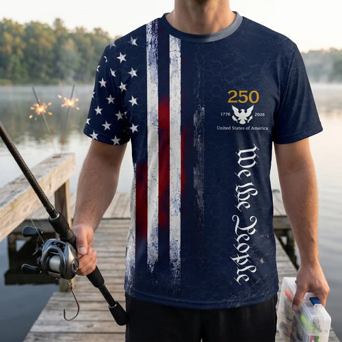 Hooked On Freedom 250th Anniversary Fishing T-Shirt