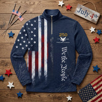 Hooked On Freedom 250th Anniversary Fishing Zip Long Sleeve Shirt