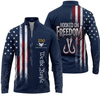 Hooked On Freedom 250th Anniversary Fishing Zip Long Sleeve Shirt