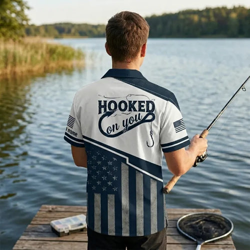 Hooked On You USA Fishing Hawaiian Shirt