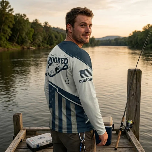 Hooked On You USA Fishing Long Sleeve Shirt