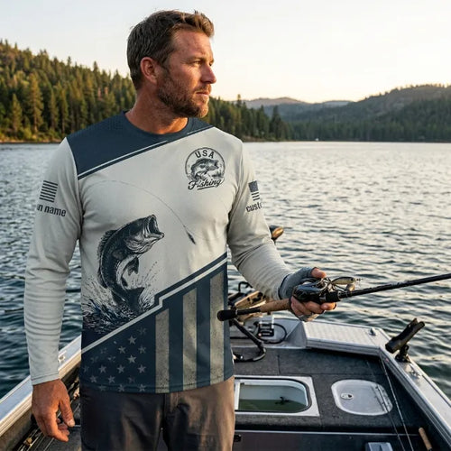 Hooked On You USA Fishing Long Sleeve Shirt