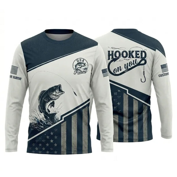 Hooked On You USA Fishing Long Sleeve Shirt