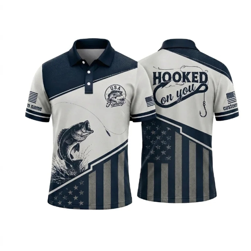 Hooked On You USA Fishing Polo Shirt
