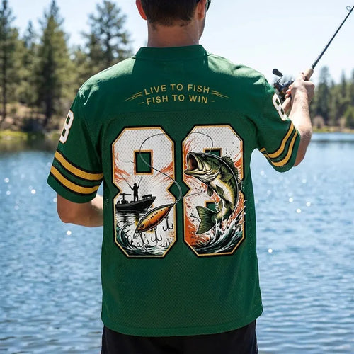 Hooked Up Live To Fish Fish To Win Fishing Jersey