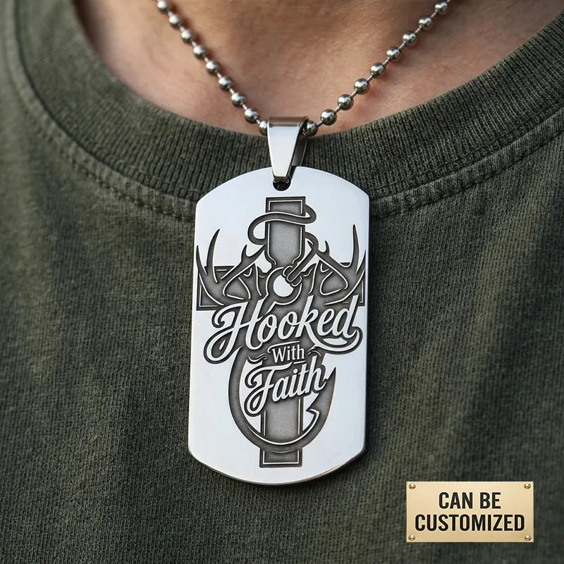 Hooked With Faith Personalized Dog Tag Necklace 2026