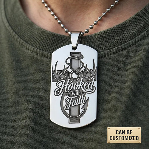 Hooked With Faith Personalized Dog Tag Necklace