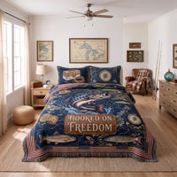 Hooked on Freedom Fishing Quilt Bedding Set