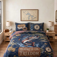 Hooked on Freedom Fishing Quilt Bedding Set