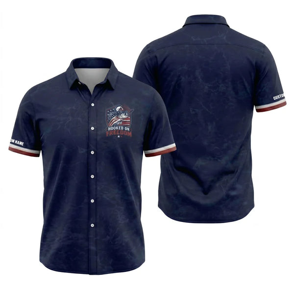 Hooked on Freedom Patriotic Fishing Hawaiian Shirt
