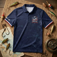 Hooked on Freedom Patriotic Fishing Polo Shirt