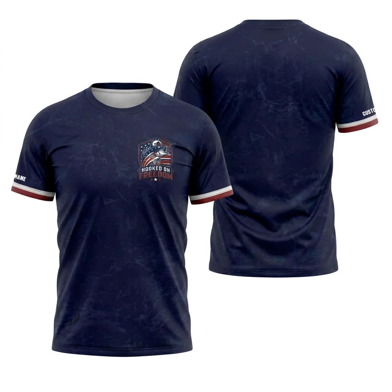 Hooked on Freedom Patriotic Fishing T-Shirt