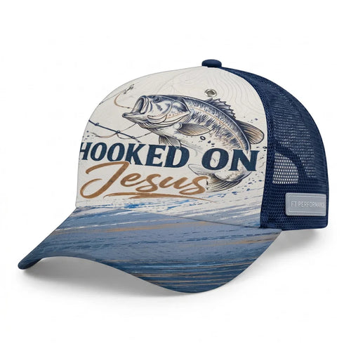 Hooked on Jesus Christian Fishing Trucker Hat