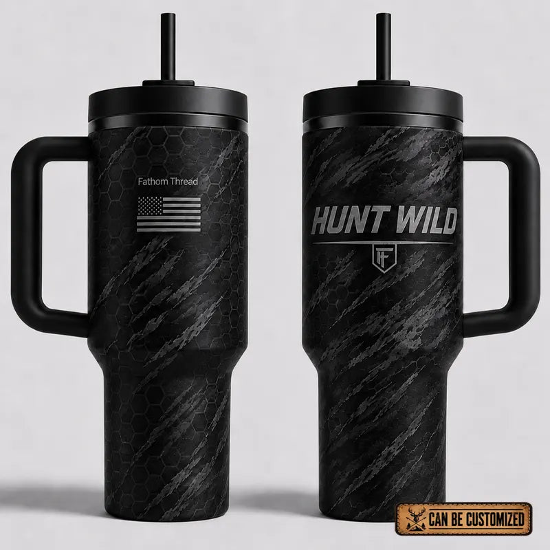 Hunt Wild Hex Camo USA 40oz Handled Tumbler