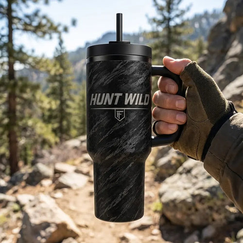 Hunt Wild Hex Camo USA 40oz Handled Tumbler