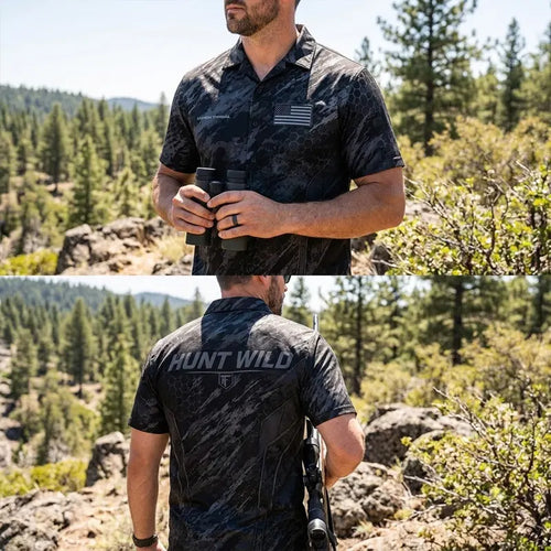 Hunt Wild Hex Camo USA Hawaiian Shirt