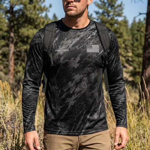 Hunt Wild Hex Camo USA Long Sleeve Shirt