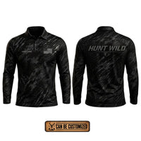 Hunt Wild Hex Camo USA Polo Long Sleeve Shirt