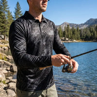Hunt Wild Hex Camo USA Polo Long Sleeve Shirt
