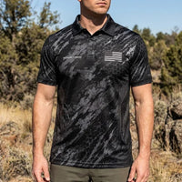 Hunt Wild Hex Camo USA Polo Shirt