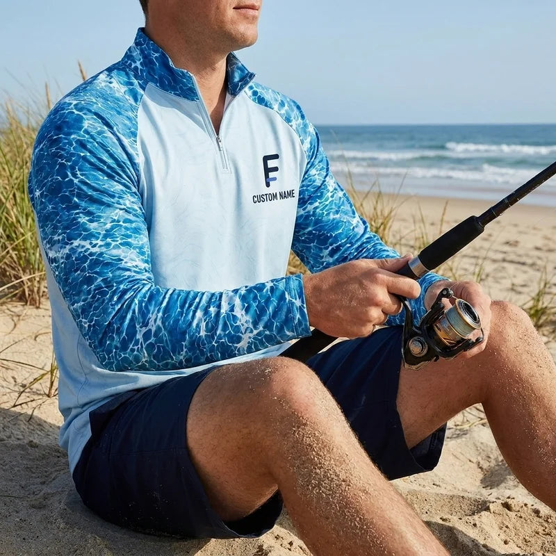 Hunter Bait & Tackle Personalized Fishing Zip Long Sleeve Shirt 2026