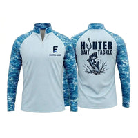 Hunter Bait & Tackle Personalized Fishing Zip Long Sleeve Shirt