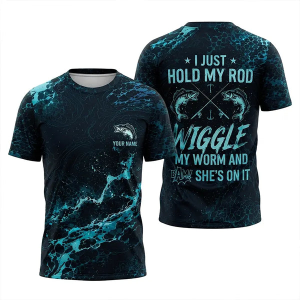 I Just Hold My Rod Wiggle My Worm Bass Fishing T-Shirt 2026