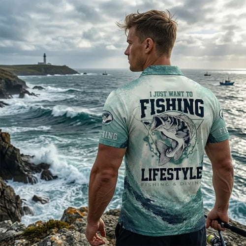 I Just Want To Fishing Lifestyle Polo Shirt
