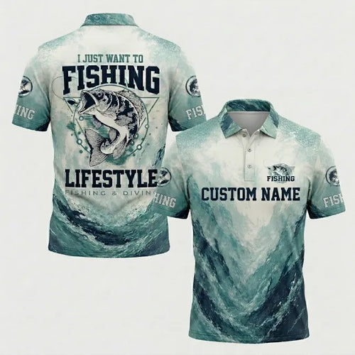 I Just Want To Fishing Lifestyle Polo Shirt