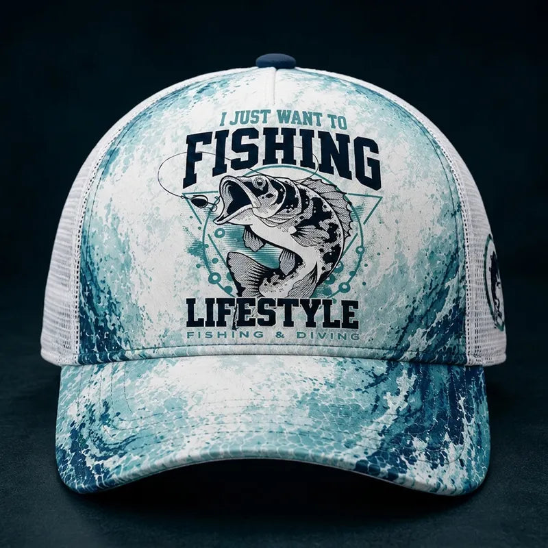 I Just Want To Fishing Lifestyle Trucker Hat
