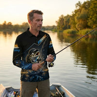 I Was One Under Today Bass Fishing Polo Long Sleeve Shirt