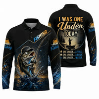 I Was One Under Today Bass Fishing Polo Long Sleeve Shirt