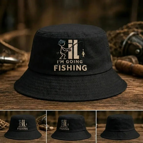 I'm Going Fishing Embroidered Fishing Bucket Hat