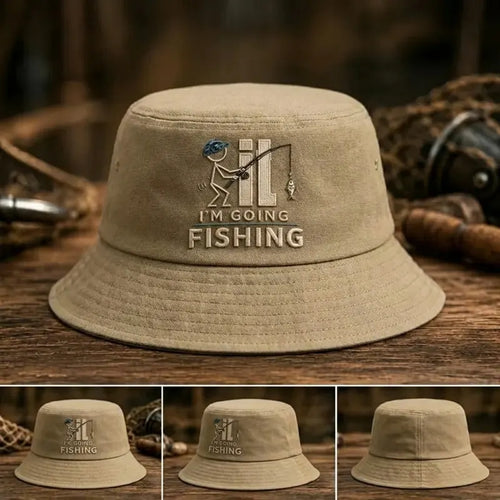 I'm Going Fishing Embroidered Fishing Bucket Hat