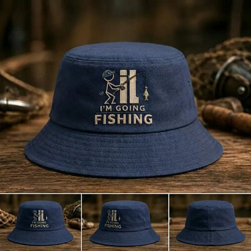 I'm Going Fishing Embroidered Fishing Bucket Hat
