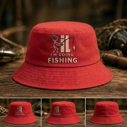 I'm Going Fishing Embroidered Fishing Bucket Hat