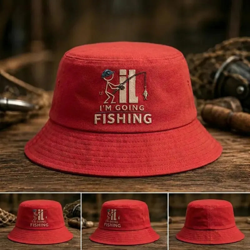 I'm Going Fishing Embroidered Fishing Bucket Hat