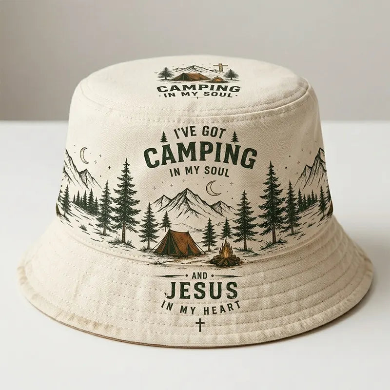 I've Got Camping In My Soul And Jesus In My Heart Bucket Hat