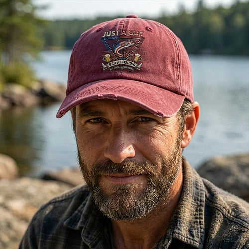 Just A Guy Bad At Fishing Embroidered Cap