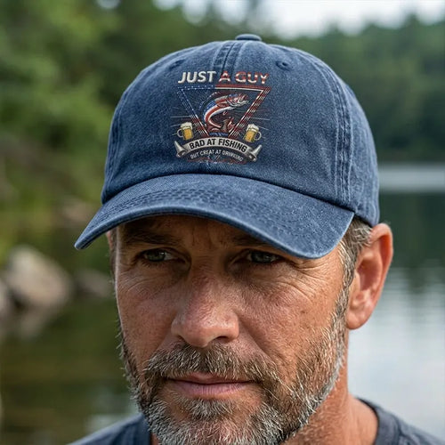 Just A Guy Bad At Fishing Embroidered Cap