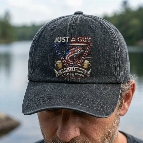 Just A Guy Bad At Fishing Embroidered Cap