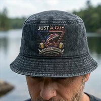 Just A Guy Bad At Fishing Embroidered Fishing Bucket Hat